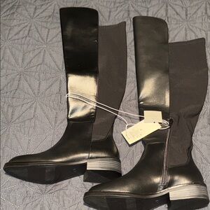 a new day Shiny Black Over the Knee Boots